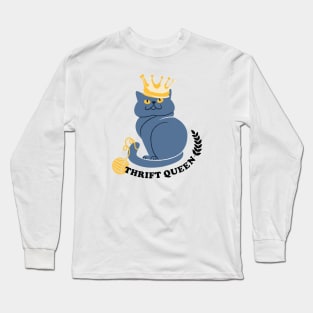 Cute Cat Thrift Queen Long Sleeve T-Shirt